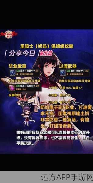 DNF110版本女圣骑士深度攻略，技能搭配与实战技巧全解析