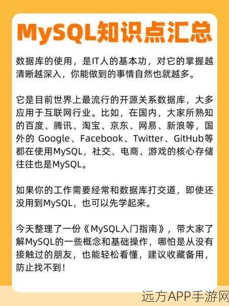 手游开发者必备，MySQL数据库操作实战指南，助力游戏数据管理