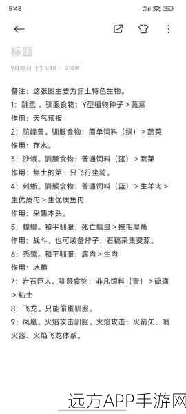 方舟手游深度解析，恐狼饲养指南与饲料揭秘