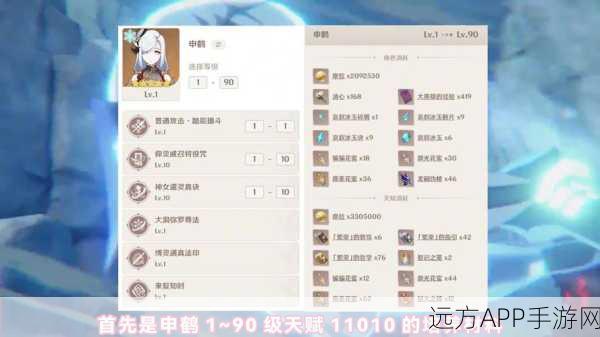 原神申鹤角色养成攻略，天赋升级与突破材料全揭秘