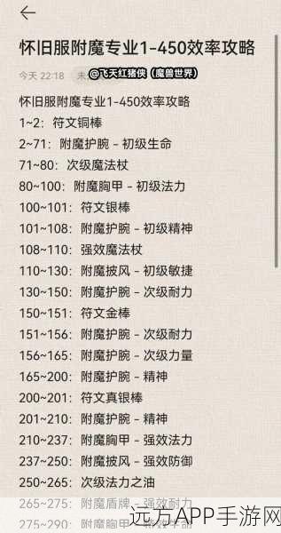 手游玩家必看!魔兽世界附魔系统全面升级攻略