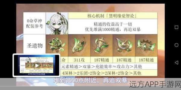原神草神纳西妲圣遗物词条搭配攻略，解锁最强辅助潜能