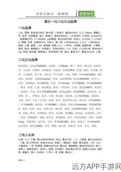国产瓷砖一线二线三线品牌有哪些:国产瓷砖品牌分类分析:一线、二线与三线品牌全解析