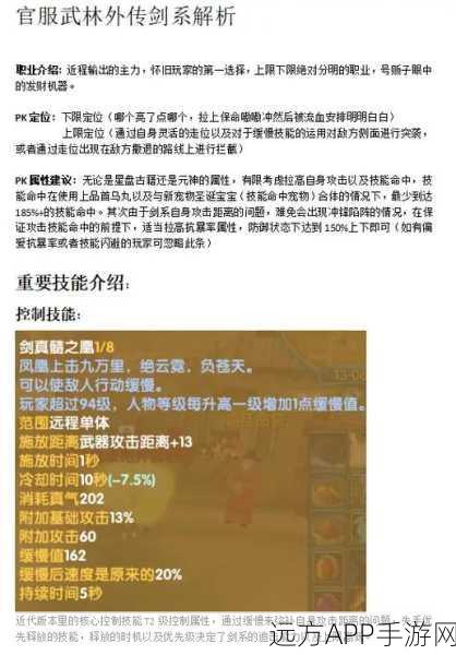 武林外传职业选择指南，揭秘各职业特色与竞技优势