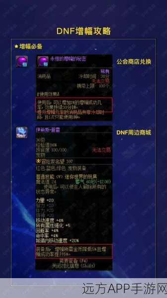 DNF手游深度解析，纯净的黄金增幅书与装备增幅券的终极用途