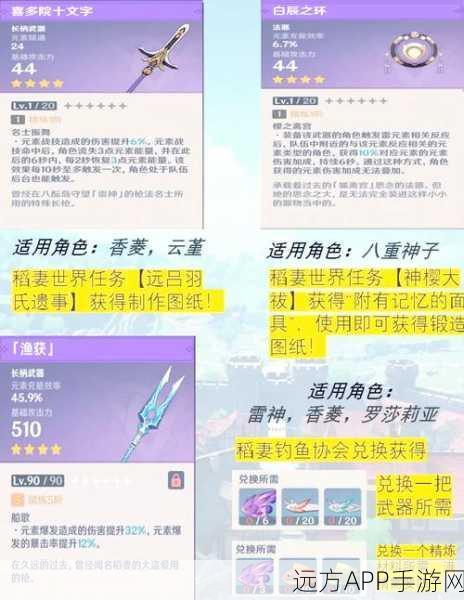 原神旅行者四星武器精选指南,解锁实力飞跃的顶级装备