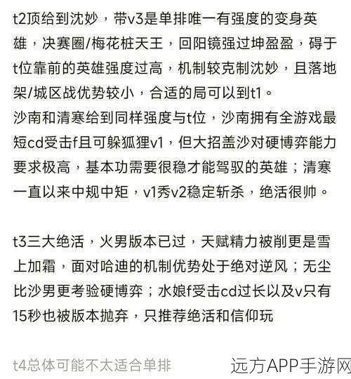 永劫无间顶尖竞技场深度剖析，单排角色强度排行与实战策略