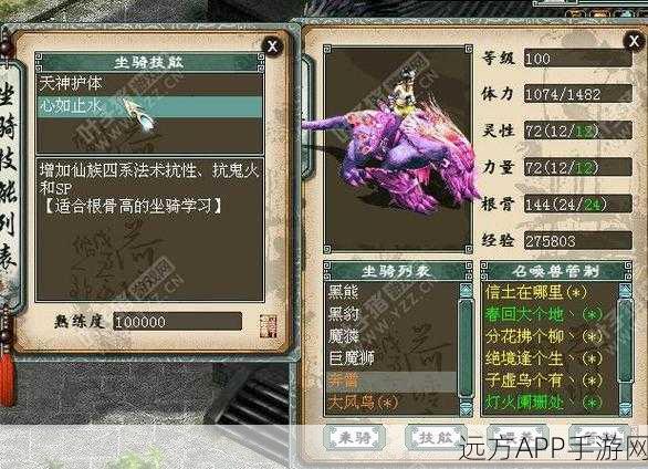 大话西游2坐骑技能全解析,揭秘第1坐骑的战斗奥秘!