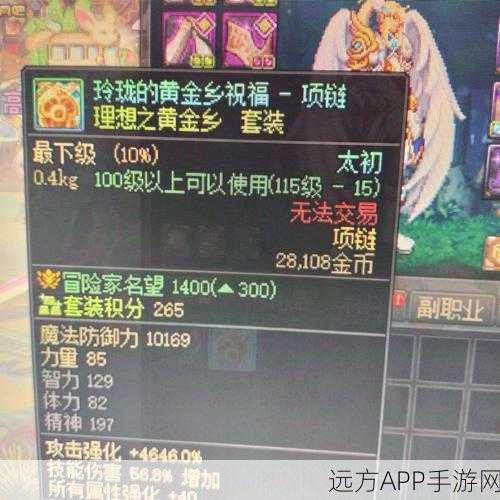 DNF新宠爆料,金币收割神器富豪之秘宝项链震撼登场,详解其神秘力量!